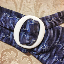 Load image into Gallery viewer, Blue waves with white flowers silk tie belt