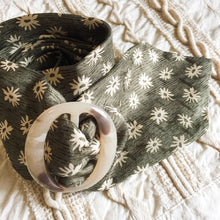 Load image into Gallery viewer, Flowered green silk tie belt