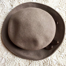 Load image into Gallery viewer, Taupe felt mushroom hat
