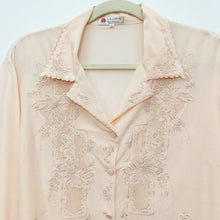 Load image into Gallery viewer, Vintage embroidered silk pajama top
