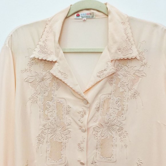 Vintage embroidered silk pajama top